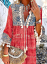 Casual Loosen Tribal Long Sleeve Woven Dress