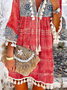 Casual Loosen Tribal Long Sleeve Woven Dress