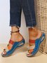 Cutout Contrast Vintage Casual Wedge Slippers