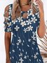 Floral Notched Short Sleeve Plus Size Casual Dress