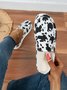 Cow Print Leopard Print Solid Color Slip-On Casual Canvas Mules