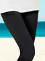 Solid Cotton Blends Vacation Leggings