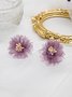 Boho Lace Flower Purple Petal Earrings Holiday Jewelry Dress Earrings