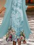 Floral Catwalk Style Three Quarter Round Neck Loosen Two-Piece Set