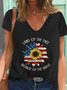 Casual Sunflower Land Of The Free Because Of The Brave Plus Size T-Shirts