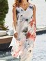 V Neck Floral Sleeveless Plus Size Casual Dresses