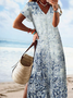 Loosen Printed Vacation Short Sleeve Knit Dress