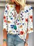 Floral V Neck Casual Short Sleeve Top
