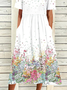 Daily Casual Floral Print Jersey Lightweight Short Sleeve Knit V neck Maxi Dress