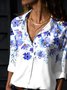 Floral Casual Buttoned Shirt Collar Long Sleeve Loosen Blouse