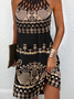 Printed Halter Sleeveless Knitting Dress