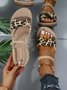 Leopard Print Solid Woven Sole Sandals