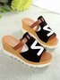 Z Letter Contrasting Color Casual Wedge Sandals