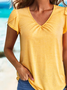 V Neck Casual Solid T-Shirt