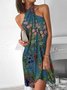 Attractive Halter Floral Print Mini Dress