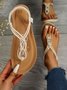 Rhinestone Ring Bohemian Thong Sandals