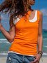 Casual Sleeveless Round Neck Plus Size Top Vests