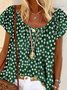 Casual Sunflower Short Sleeve Round Neck Plus Size Printed Top