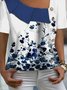 Floral Lapel Short Sleeve Loosen T-Shirt