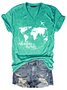 Adventure World Map Women's Casual Cotton Blends T-Shirt