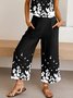 Casual Crew Neck Floral Loose Two Piece Sets