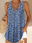 Floral Sleeveless V Neck Casual Tanks