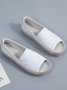 Women's Simple Solid Color Leather Soft and Comfortable PVC Open Toe Flat Sandals