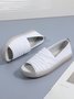 Women's Simple Solid Color Leather Soft and Comfortable PVC Open Toe Flat Sandals
