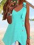Casual  Plain V Neck Sleeveless Tank & Cami