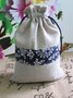 Ethnic style Cotton and linen Drawstring Beam mouth Storage bag