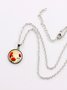 Casual Red Floral Transparent Gemstone Necklace Sweater Chain