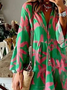 Flare Sleeve Floral Casual Long Sleeve Woven Dress