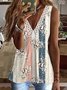 Floral Casual Lace V Neck Tanks & Camis