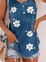 Floral Casual Buttoned Loose Tanks & Camis