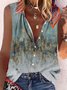 Casual Sleeveless Printed Blouse
