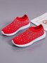 Rhinestone Design Portable Overfoot Lightweight Flyknit Sneakers
