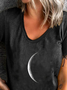 Moon Printed Casual Short Sleeve T-Shirt