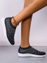 Rhinestone Design Portable Overfoot Lightweight Flyknit Sneakers