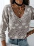 Women Casual Winter Heart/Cordate V neck Loose Long sleeve Regular H-Line Regular Size Sweater