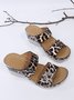 3D Floral Leopard Print Wedge Sandals Slippers