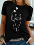 Cat Crew Neck Short sleeve Casual T-Shirt