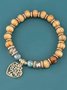 Boho Beaded Peach Heart Tree of Life Bead Bracelet Resort Beach Jewelry