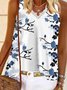 Casual Floral Sleeveless V Neck Plus Size Printed Tank Top Vests