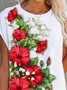 Casual Floral Crew Neck Short Sleeve Loose T-Shirt
