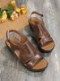 Stretch Hollow Upper Velcro Portable Casual Comfort Wedge Sandals