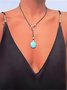 Bohemian Cutout Floral Turquoise Leather Necklace