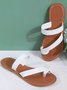 White Thong Simple Casual Flat Sandals