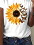 Casual Sunflower Loose Crew Neck T-Shirt