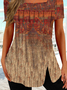 Casual Ethnic Square Neck T-Shirt