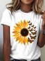 Casual Sunflower Loose Crew Neck T-Shirt